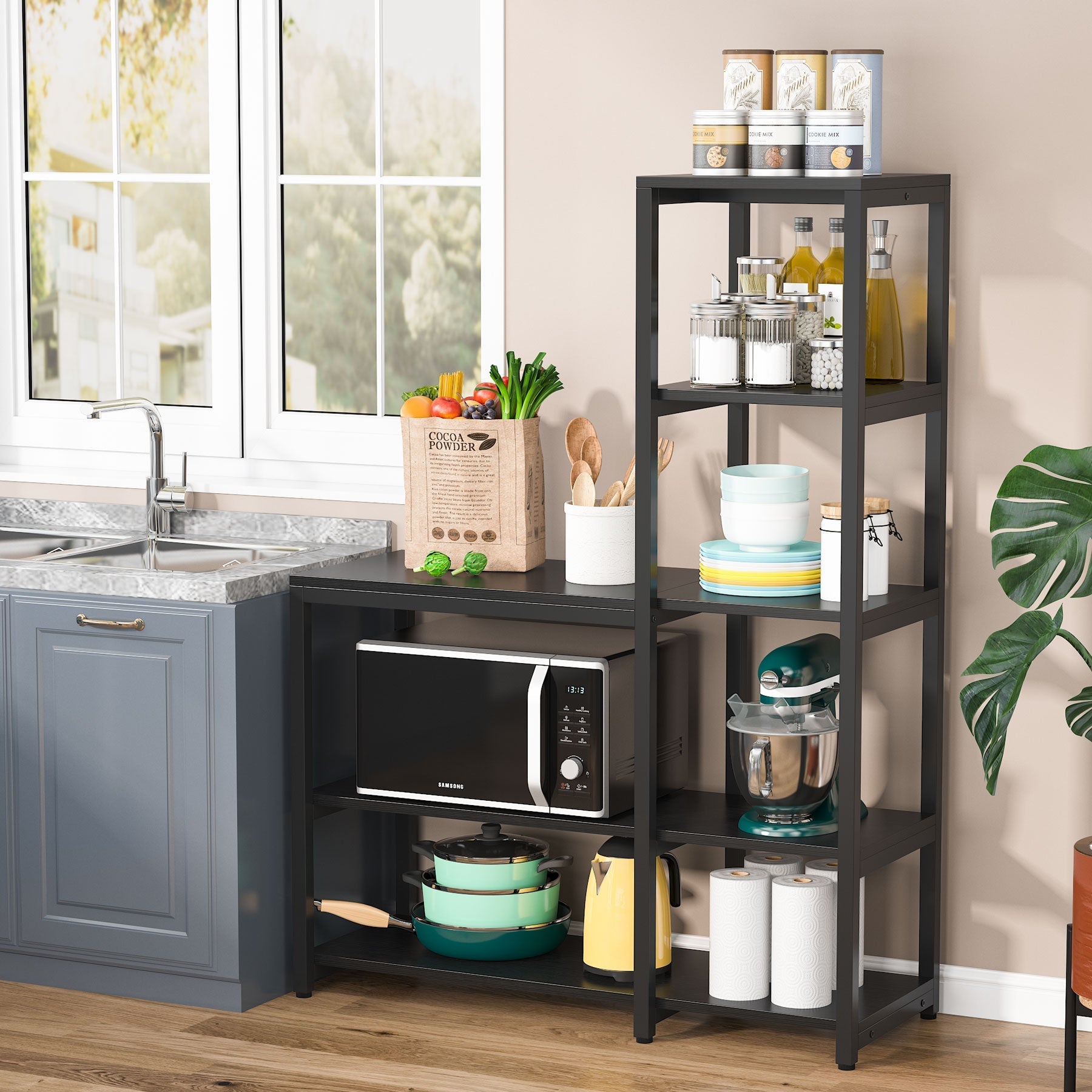 Freestanding Kitchen Baker's Rack, 5-Tier Microwave Oven Stand Shelf Tribesigns